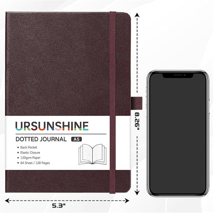 Dotted Journal/Notebook - Dot Grid Hard Cover Notebook, 5.3'' x 8.26''