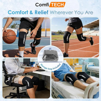 ComfiTECH Knee Ice Pack Wraps, Flexible Elbow Calf Gel Ice Sleeve, M, 2P | Flexible Ice Knee Brace for Elbow & Calf, Reusable Gel Cold Compression Sleeve for Soothing Meniscus Tear & ACL Discomfort