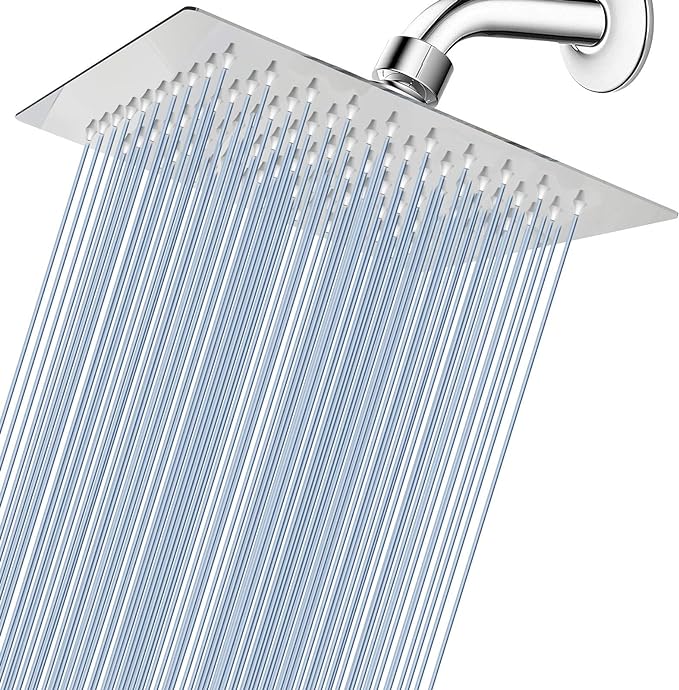 Voolan Rain Shower head, High Pressure Shower Head Made of 304 Stainless Steel, Relaxed Shower Experience Even at Low Water Flow and Pressure (8" Chrome)