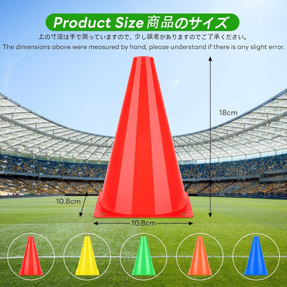 BiAnYC 7 Inch Plastic Sport Training Traffic Cones- Set of 10 Pcs/25 Pcs, 5 Colors(Orange/Yellow/Red/Blue/Green)
