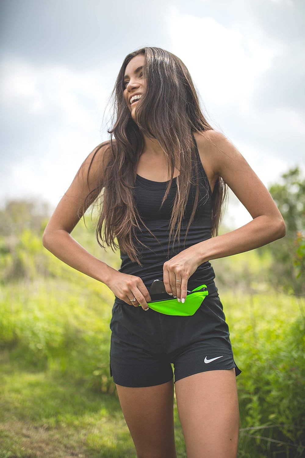 SPIbelt Running Belt for Women Men, Phone Holder for Running, Running Fanny Pack, Holder for Phone, Running Waist Pack, Adjustable Waist, [Fits All Phones]. Cloudy Grey with Black Zipper