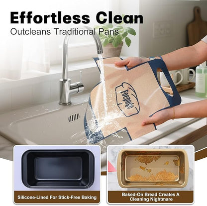 Loaf Pan with Liners Set: 2-Pack Nonstick 9 x 5 Inch Bread Pan and Loaf Liners for Homemade Oven Baking - Rectangular Baking Tray for Kitchen Home Baker Make Sourdough Banana Sandwich Bread