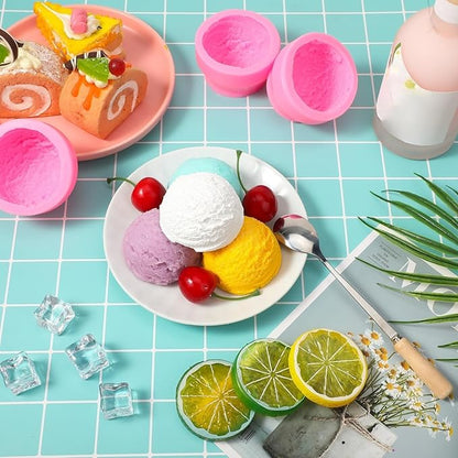 Patelai 3D Ice Cream Ball Shape Silicone Molds Cookie Pastry Mould Candle Soap Clay Mold for Wedding Cake Chocolate Dessert Pudding Mousse DIY Kitchen Baking(3 Pieces)