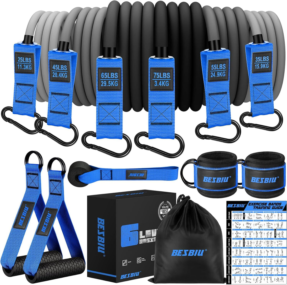 Heavy Resistance Bands for Working Out, 300lbs/360lb/420lb Exercise Bands Workout Bands with Handles, Door Anchor, Ankle Straps, Home Gym Workout Equipment for Men Fitness Strength Training Stretching