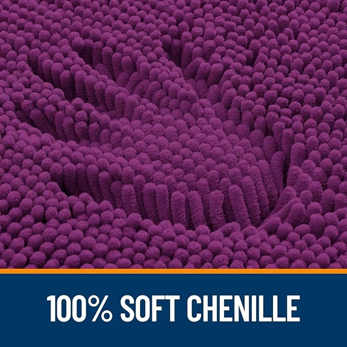 OLANLY Toilet Rugs U-Shaped 20x20, Extra Soft Absorbent Chenille Contour Bathroom Rugs for Toilet, Dry Quickly, Machine Washable, Non-Slip Bath Mat, Purple