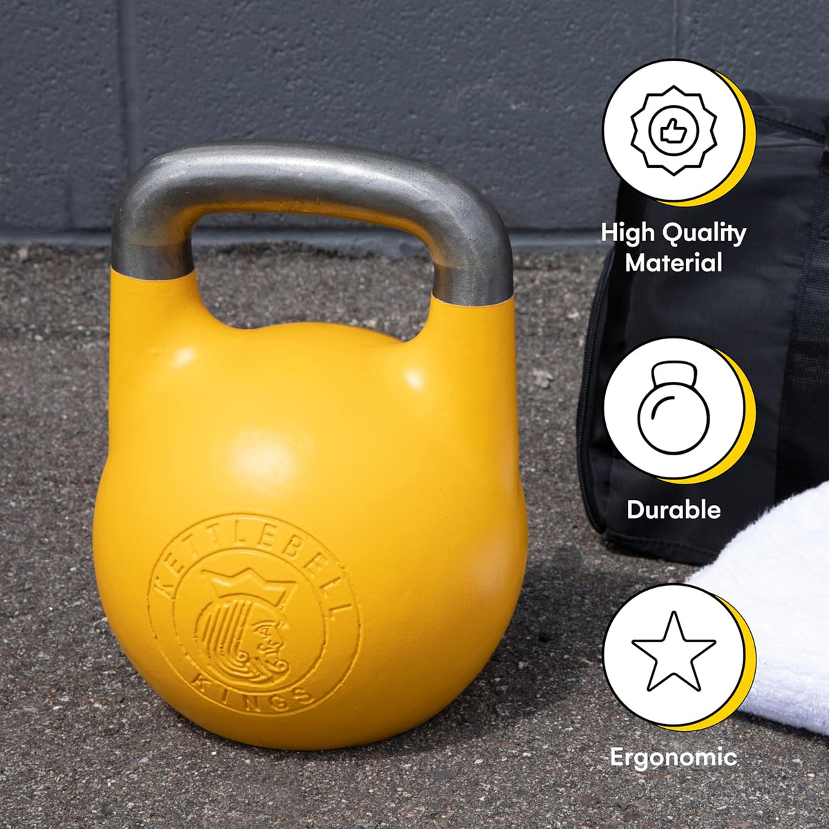 Kettlebell Kings Competition Kettlebells Weight (33mm handle) 4-32 KG | Hand weights Workout Gym Equipment & Strength training sets for Women & Men | Weights set for Home Gym