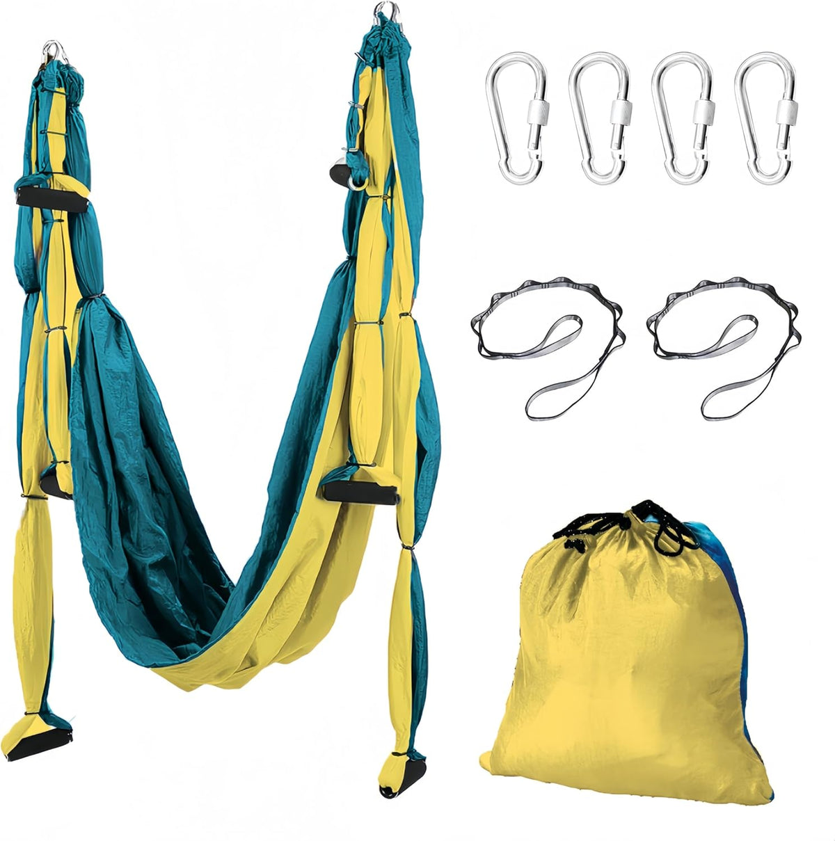 Premium Aerial Yoga Swing Hammock Inversion Therapy with 2 Free Extension Straps Easy Install for Home & Gym Fitness