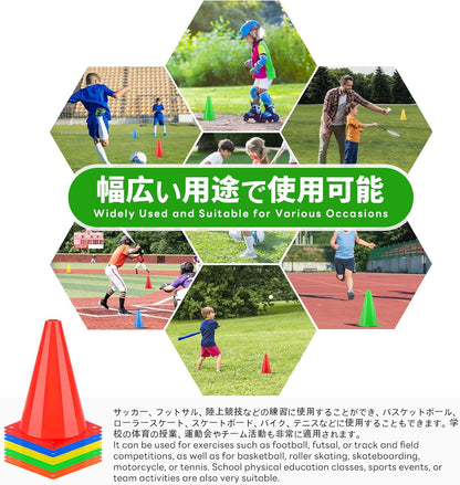 BiAnYC 7 Inch Plastic Sport Training Traffic Cones- Set of 10 Pcs/25 Pcs, 5 Colors(Orange/Yellow/Red/Blue/Green)