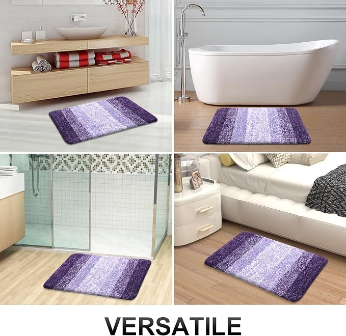 OLANLY Bathroom Runner Rugs Mat 47x24, Extra Soft Absorbent Microfiber Bath Rugs, Rubber Backing, Quick Dry, Washable Long Bath Mats for Bathroom Floor, Tub and Shower, Home Decor Accessories, Violet