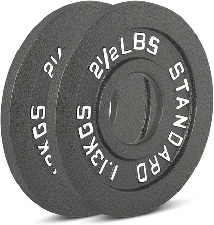 Cast Iron Olympic Weight Plates – Free Weights with 2-inch Hole & Anti-Rust Hammertone Finish - Ideal for Strength Training, Crossfit Equipment & Home Gym Set – Sold in Pairs - 2.5LB–45LB