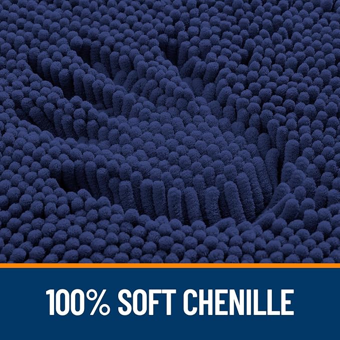 OLANLY Toilet Rugs U-Shaped 20x20, Extra Soft Absorbent Chenille Contour Bathroom Rugs for Toilet, Dry Quickly, Machine Washable, Non-Slip Bath Mat, Twilight Sapphire