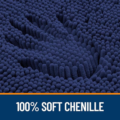 OLANLY Bathroom Rugs 34x21, Extra Soft Absorbent Chenille Bath Rugs, Rubber Backing Quick Dry, Machine Washable Bath Mats for Bathroom Floor, Tub and Shower, Home Decor Accessories, Twilight Sapphire