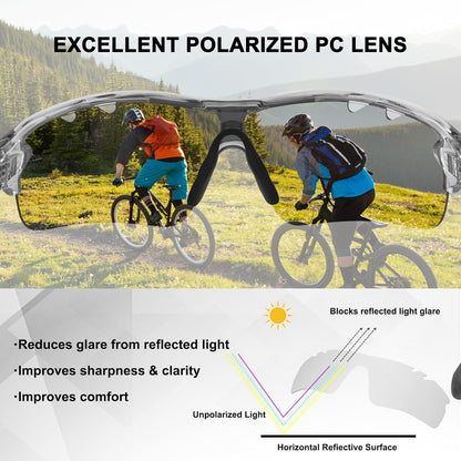 BangLong Polarized Sports Sunglasses Cycling Sun Glasses for Men Women with 5 Interchangeable Lenes for Running Baseball Golf