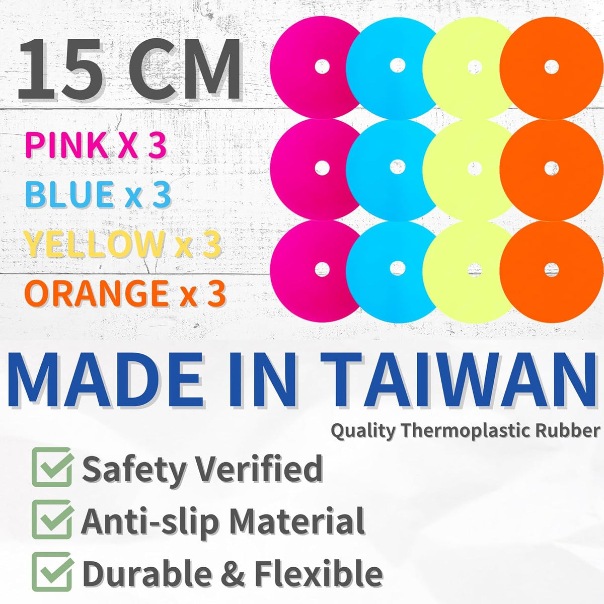 LEZER 6 Inch 8 Inch Flat Cones, Spot Markers, Soccer Cones, Field Court Markers, Sit Spots, Flat Discs, Soccer Training Equipment, Agility Practice, Football, Made in Taiwan