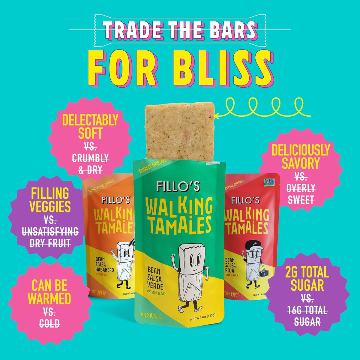 Fillos Walking Tamales Gluten Free Snacks Ready To Eat Vegan Snacks Microwaveable Meal, Gluten Free