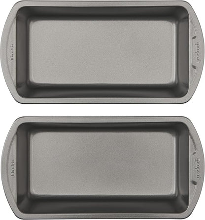 GoodCook Nonstick Loaf Pan 8 x 4-Inch Heavy-Duty Steel Bakeware with Easy-Clean Non-Stick Coating, Oven & Dishwasher Safe Pan for Meatloaf Breads Lasagnas Casseroles & More, Set of 2, Gray
