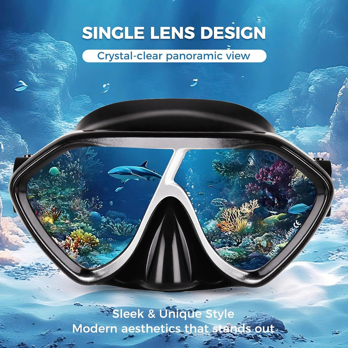 Scuba Diving Mask for Adults - Premium Anti-Fog Snorkeling Mask Comfortable & Leak-Proof Swim Goggles with Nose Cover for Scuba Diving, Snorkeling & Underwater Adventures