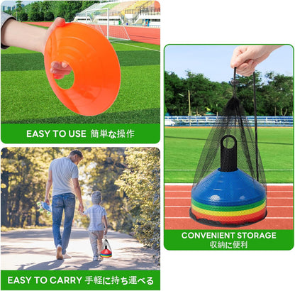 BiAnYC 25/50/100 Pcs Pro Disc Cones - Training Cones Agility Soccer Cones with Carry Bag for Training, Soccer, Football, Basketball,Kids and Other Sports and Games(5 Colors)