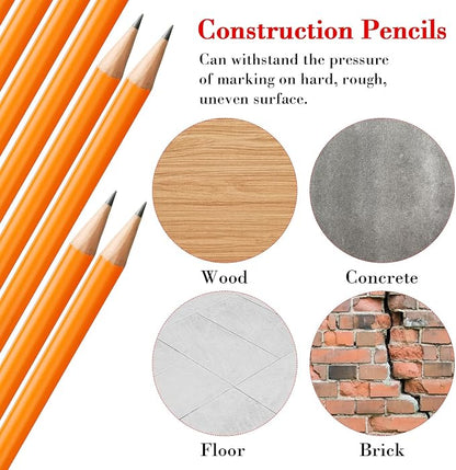 Fainne 48 Pcs Jumbo Pencil, Wooden Pencil with Black Core for Carpenters Construction Workers Woodworkers Framers Beginners Students Teachers DIY Project(Orange,Round)