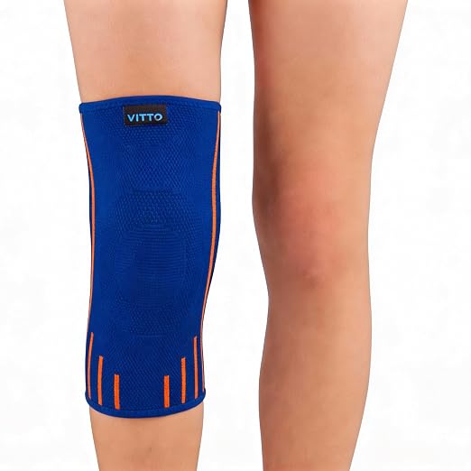 VITTO Kids Knee Brace - Osgood Schlatter Knee Brace Youth, Compression Sleeve for Boys and Girls from 4-14 years old (Blue, M)