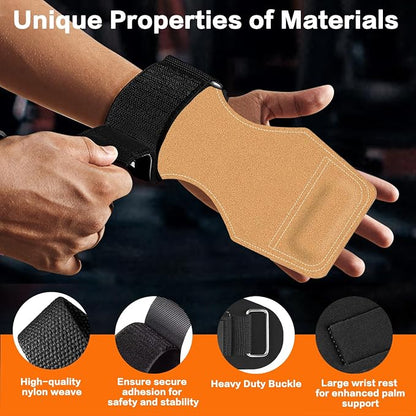 Weight Lifting Wrist Strap, Double-Layer Leather Wrist Straps for Gym Strength Training Weightlifting,Deadlift and Powerlifting, Enhance Grip Strength Neoprene Padding Gym Workout Lifting Straps Men/Women Pair
