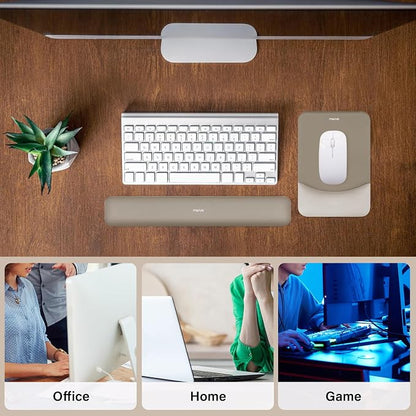 MOSISO Wrist Rest Support Mouse Pad & Keyboard Set, Bronze Brown | Rectangular Ergonomic Mousepad, Non-Slip Base, Home/Office Pain Relief & Easy Typing, Neoprene Cloth & Raised Silicone Lining