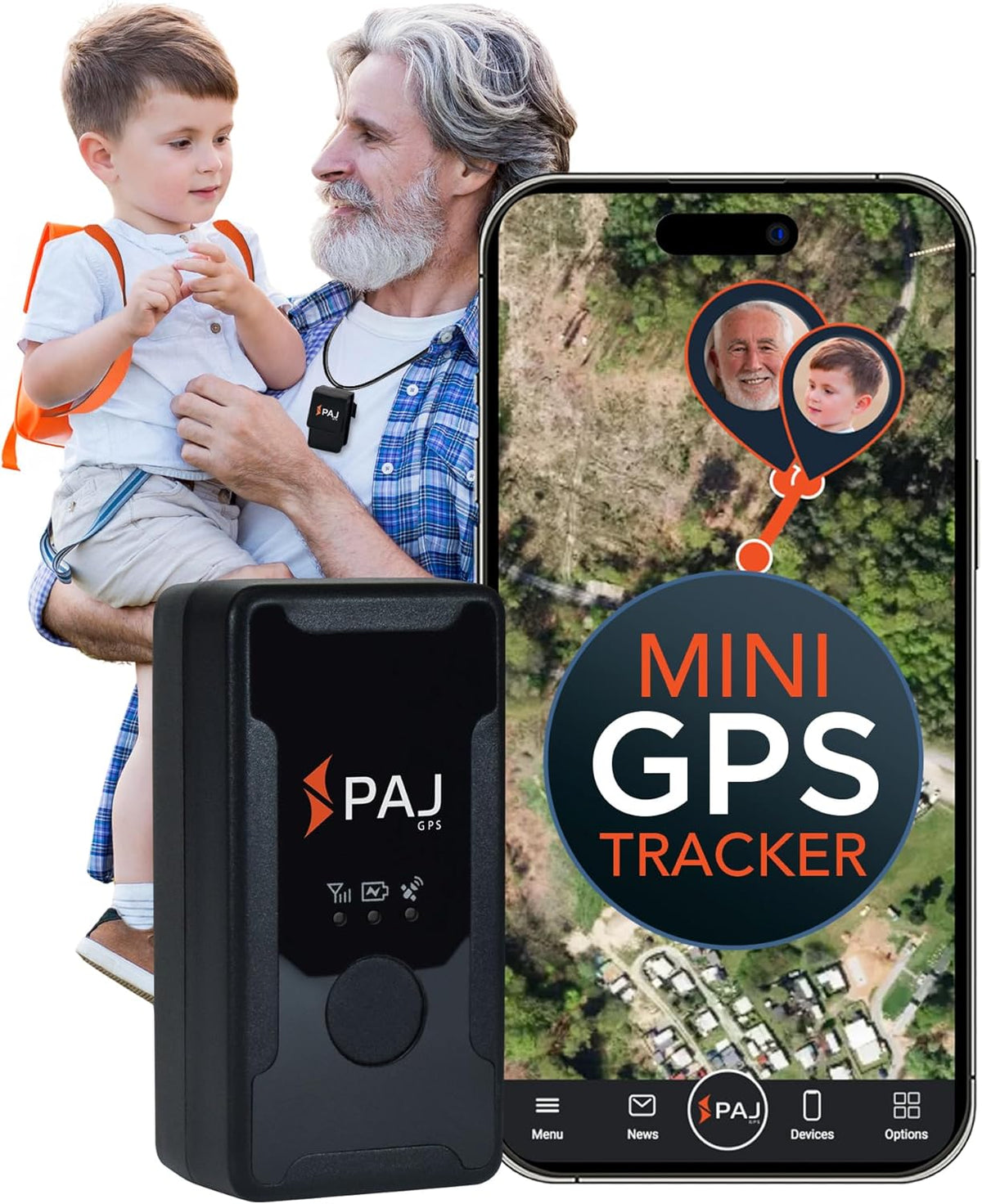 PAJ GPS Easy Finder 4G – GPS Tracker for Kids, Seniors/Elderly & Loved Ones – Real-Time Location Tracker Device, SOS/Emergency Button, Voice Messages, Up to 14 Days Battery - Subscription Required