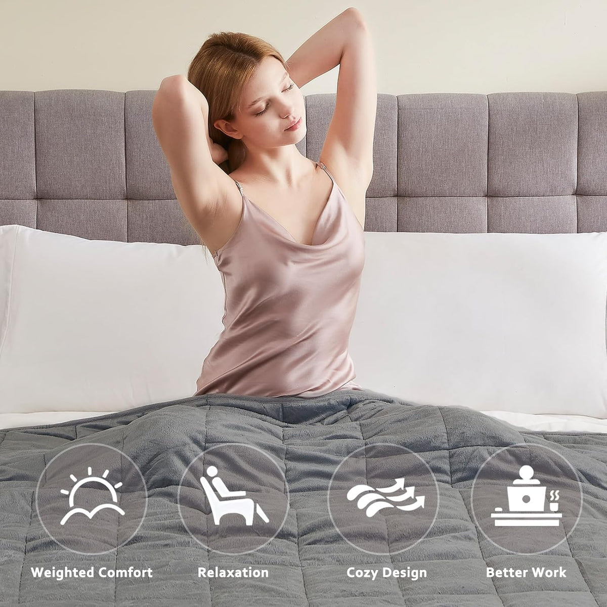 L'AGRATY Weighted Blanket - 48"x72" 20lbs Soft Breathable Heavy Blanket Minky Material with Glass Beads for Adult All-Season Summer Fall Winter Soft Thick Comfort