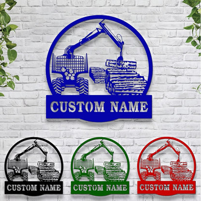 Personalized Logging Lumber Harvester Monogram Metal Sign Art LED Light, Custom Logging Lumber Metal Sign, Wall Art Hanging Home Decor Birthday Xmas Gift