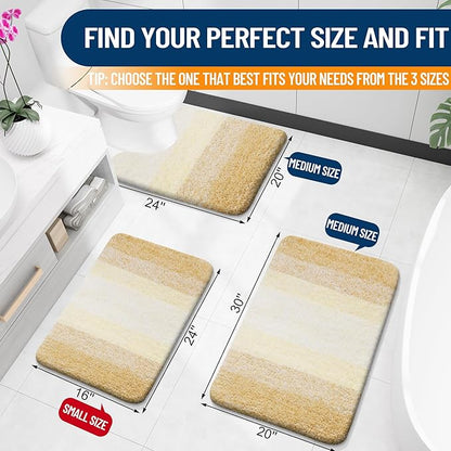 OLANLY Large Bathroom Rugs Mat 50x30, Extra Soft Absorbent Microfiber Bath Rug, Rubber Backing, Quick Dry, Washable Bath Mats for Bathroom Floor, Tub and Shower, Home Decor Accessories, Light Yellow