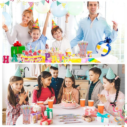 Happy Birthday Pencils Colorful Birthday Pencil for Students Birthday Pencil for Teacher Classroom Birthday Party Supplies, 6 Style (24)