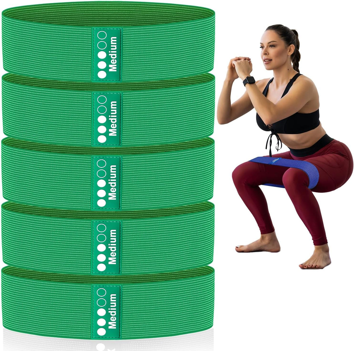 Resistance Bands for Working Out - Exercise Bands Set with Workout Guide - Fabric Elastic Bands for Physical Therapy - Fitness Bands Ideal for Legs Hip Glute