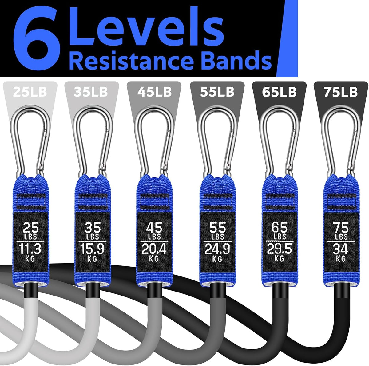 WALITO Resistance Bands Set - Exercise Bands with Handles, Door Anchor, Legs Ankle Straps, for Heavy Resistance Training, Physical Therapy, Muscle Training, Yoga, Home Workouts