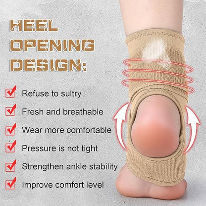 Honoson 2 Pcs Ankle Brace Kid Ankle Support Youth Neoprene Lace up Compression Sleeve Foot Brace Stabilizer with Adjustable Strap for Sport Sprained Plantar Fasciitis Achilles Tendonitis(Skin,S)