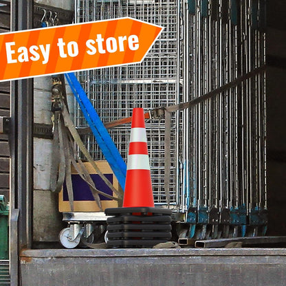 Traffic Cones 28 inch Orange 12 Pack Heavy Duty Safety Cones with Reflective Collars Fit Parking Lot,Driveway Road Traffic Control Construction Cones