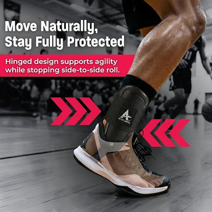 Active Ankle T2 Ankle Brace, Black Ankle Support for Men & Women, Ankle Braces for Sprains, Stability, Volleyball, Cheerleading, Large