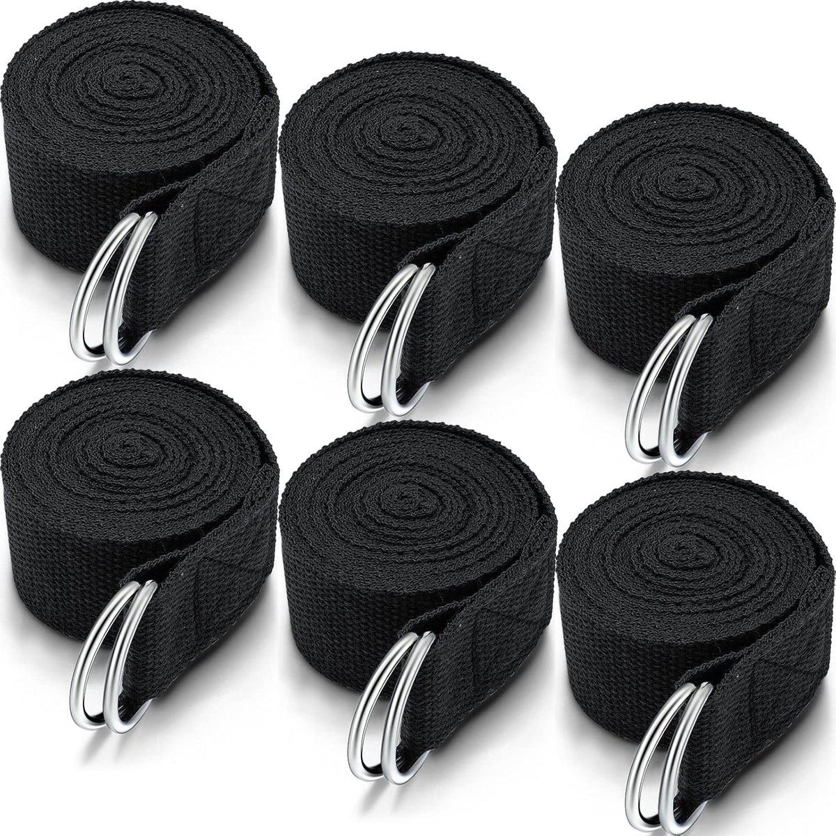 6 Pcs Yoga Strap for Stretching 8 Ft Yoga Exercise Adjustable Straps Bands with Safe Adjustable D Ring Buckle for Pilates Gym Workouts Fitness Improves Sitting Posture