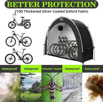 Happy Travel Bike Storage Tent Shed, Outdoor Waterproof Bicycle Covers Shelter with Window for 2/3/4/6 Bikes,Oversized Outside Portable Sheds for Lawn Mower,Garden Tools