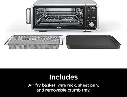 Ninja SP201 Digital Air Fry Pro Countertop 8-in-1 Oven with Extended Height, XL Capacity, Flip Up & Away Capability for Storage Space, with Air Fry Basket, Wire Rack & Crumb Tray, Silver