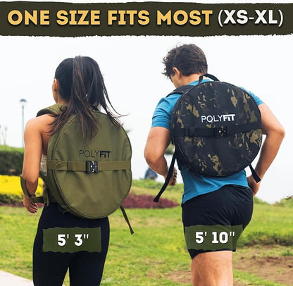 Polyfit PL8 Backpack for Olympic Weight Plates - Weighted Backpack | For rucking and strength training, fits Olympic plates up to 17.5 in, 45 lb max load, dual-lock system, plates not included