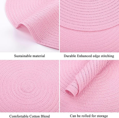 SHACOS Round Braided Placemats Set of 6 Round Table Mats for Dining Tables 15 inch Washable Non Slip Placemats (Pink, 6)
