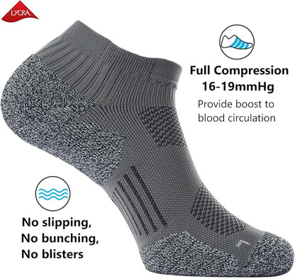 CWVLC Unisex Cushioned Compression Athletic Ankle Socks Multipack
