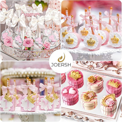 JOERSH 4PCS Vintage Baroque Mold Set, Silicone Frame Fondant Molds Royal Crown Rose Heart Mold for Cupcake Decorating, Cake Pop, Chocolate, Candy Craft, Dessert Decor