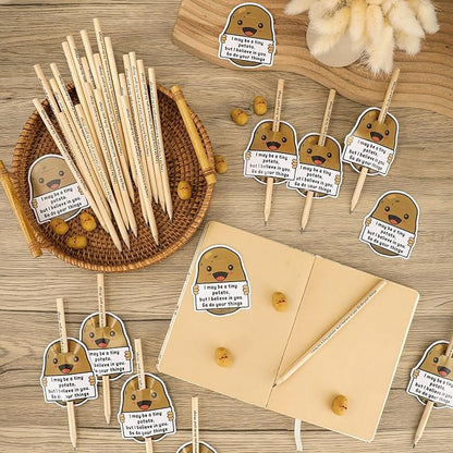 Jetec 30 Sets Inspirational Potato Pencil with Erasers and Thank You Card