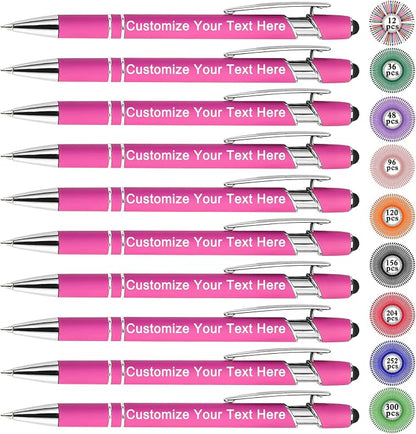 Qingxily Up to 300 Pcs Custom Pens Bulk Personalized Pens with Free Engraving Customized Stylus Ballpoint Pens with Your Name Text Message for Business Graduation Anniversaries-12 Pcs