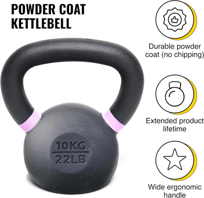 Kettlebell Kings Powder Coated Kettlebell Weights - 9-97 lb Strength Training Kettlebells for Men and Women - Hand Weights Workout Gym Equipment - Weights Set for Home Gym- New