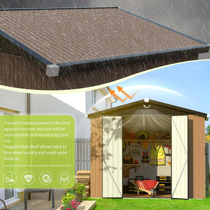 Metal Storage Shed,Outdoor Storage Building 8x6,Large Backyard Shed with Lockable Door,Waterproof Outside Storage Shed
