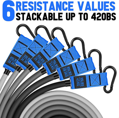 Heavy Resistance Bands for Working Out, 300lbs/360lb/420lb Exercise Bands Workout Bands with Handles, Door Anchor, Ankle Straps, Home Gym Workout Equipment for Men Fitness Strength Training Stretching