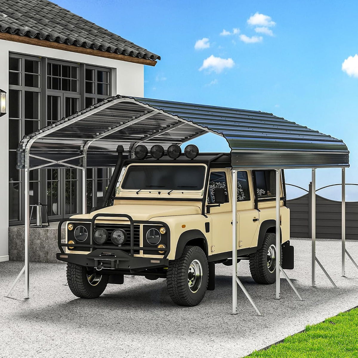 Heavy Duty Metal Carport – Sturdy Structure, All-Weather Protection, Easy Assembly for Cars, Trucks, Boats, Tractors, and Outdoor Storage (Gray, 10X15 FT)