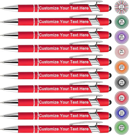 Qingxily Up to 300 Pcs Custom Pens Bulk Personalized Pens with Free Engraving Customized Stylus Ballpoint Pens with Your Name Text Message for Business Graduation Anniversaries-12 Pcs